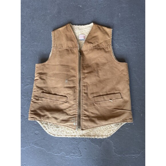 Carhartt Other - Vintage CARHARTT USA Mens 2XL XXL Brown Canvas Shearling Fleece Sherpa Vest